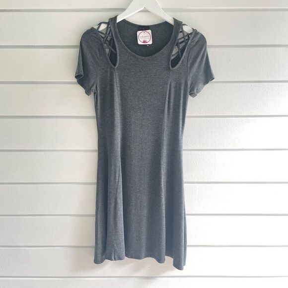 Sheila Rose For Nadine West Women's Gray Cage Cutout Shoulder Dress M NWT - Picture 1 of 7